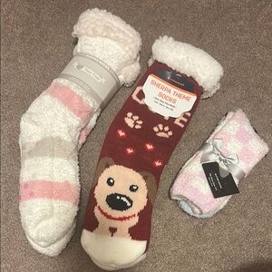Adorable Dog and Paw Print Sock Trio